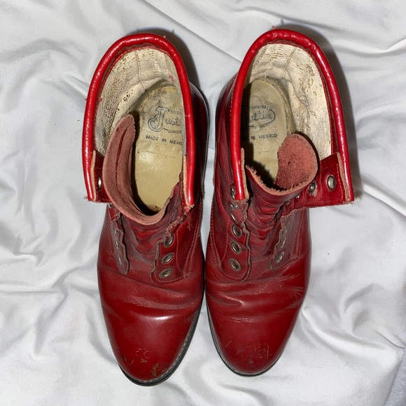 Vintage Red Leather Justin Original Boots - Picture 4 of 6